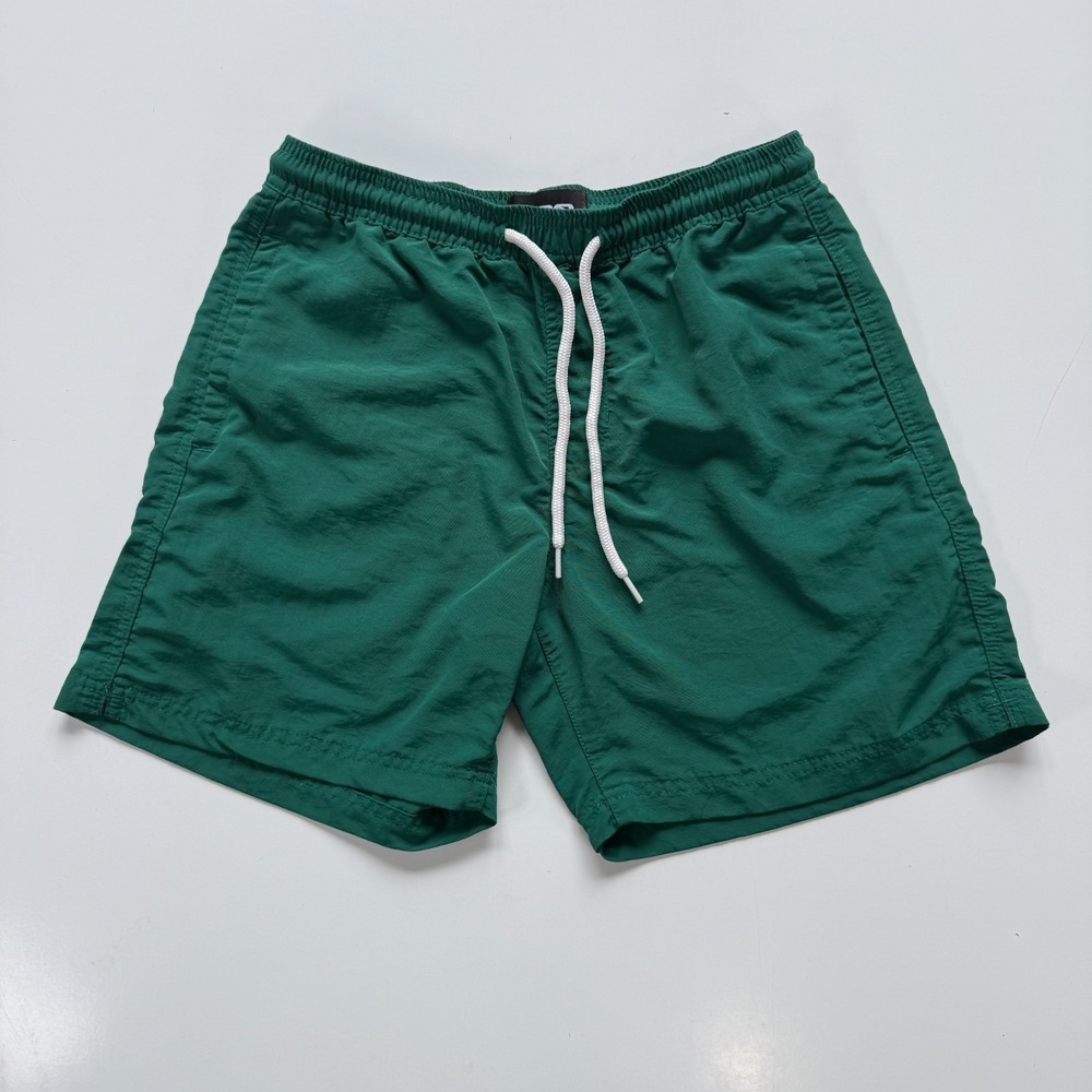 RSQ 6" Nylon Shorts Green Mens X Small XS Elastic Waistband Drawstring Pockets